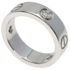 CARTIER 18k Silver Diamond Love Ring #50